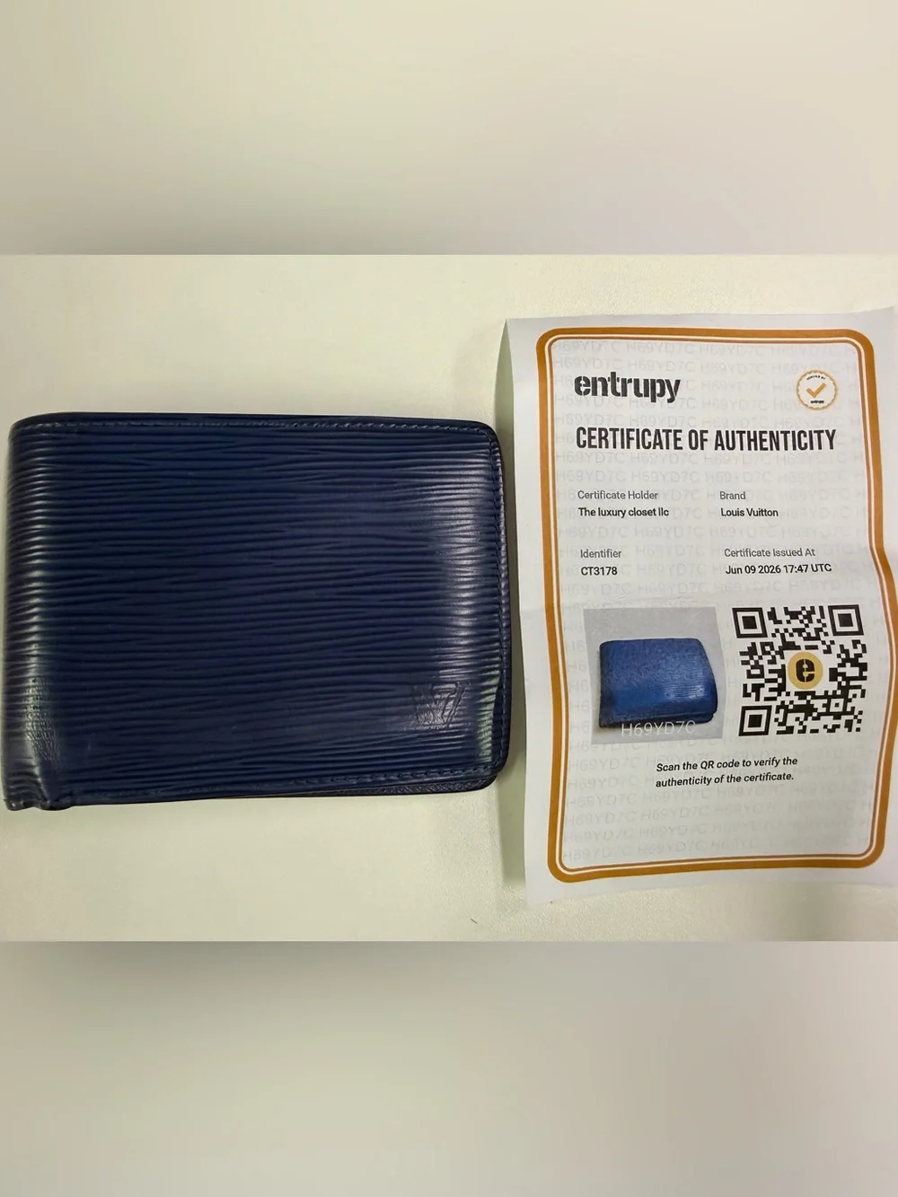 Louis Vuitton Navy Blue Epi Leather Bifold Wallet